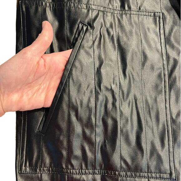 Vintage Koos Of Course! Black Feathers Reversible Vinyl & Polyester Jacket Large - Picture 13 of 16